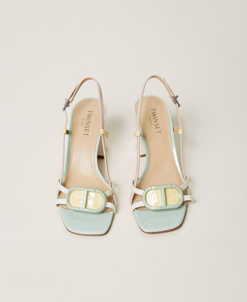 Faux patent leather multicolour sandals Multicolour Mint/Cupcake Pink/Snow White/Vanilla Woman 251TCP072_12154_04