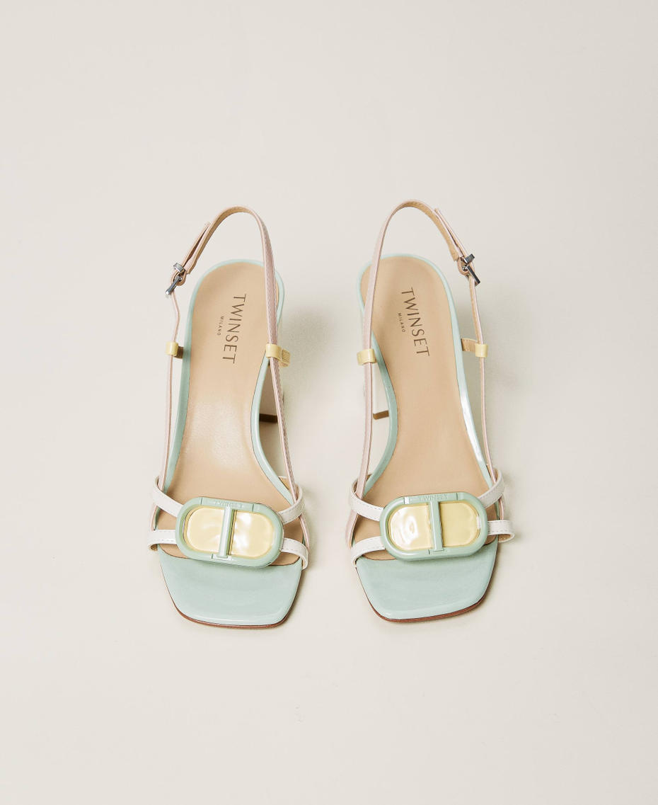 Faux patent leather multicolour sandals Multicolour Mint/Cupcake Pink/Snow White/Vanilla Woman 251TCP072_12154_04