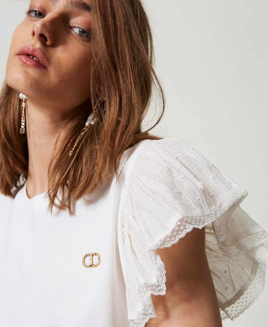 T-shirt with fil coup&eacute; sleeves White Snow Woman 251TT2370_00282_PD