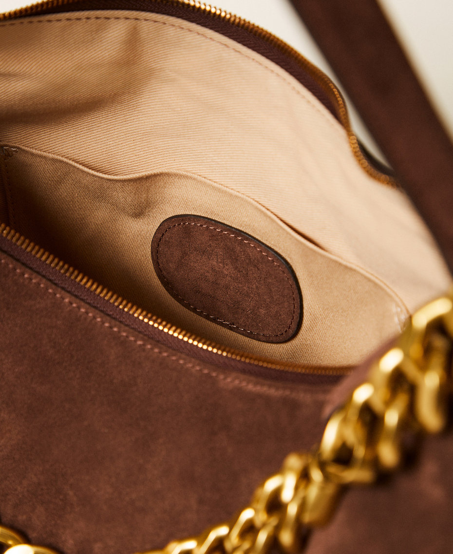 Liliane medium suede bag "Dark Coffee" Brown Woman 999TB7015_06095_04