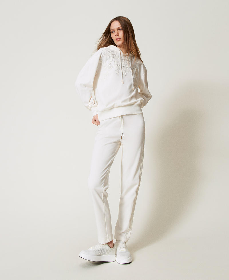 Hoodie with embroidery White Cloud Woman 251LL2HBB_12105_T0