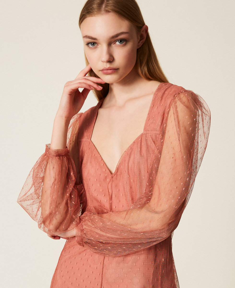 Abito corto in tulle plumetis Rosa "Dusty" Donna 252TP2651_00916_04