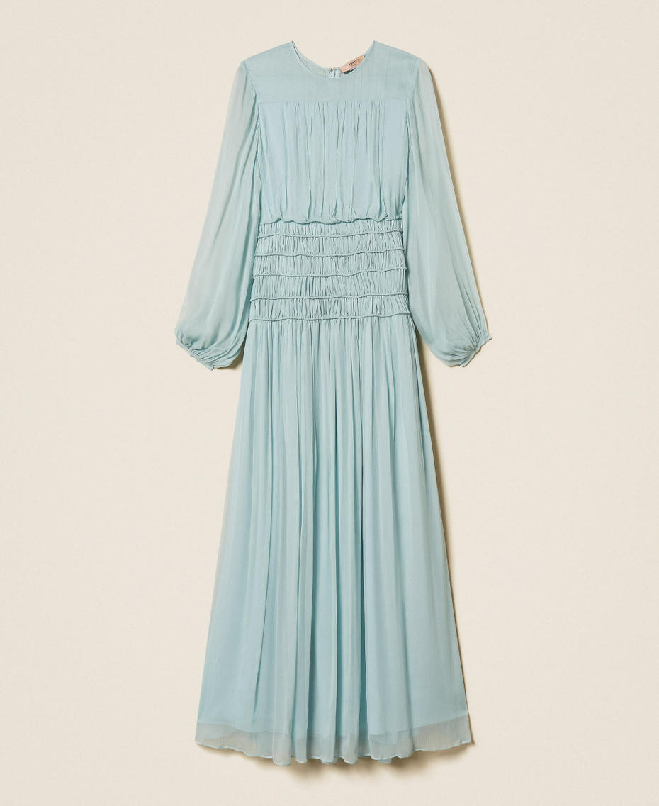 Long cr&eacute;pon dress Dusty Sky Blue Woman 261TT2042_13451_S0