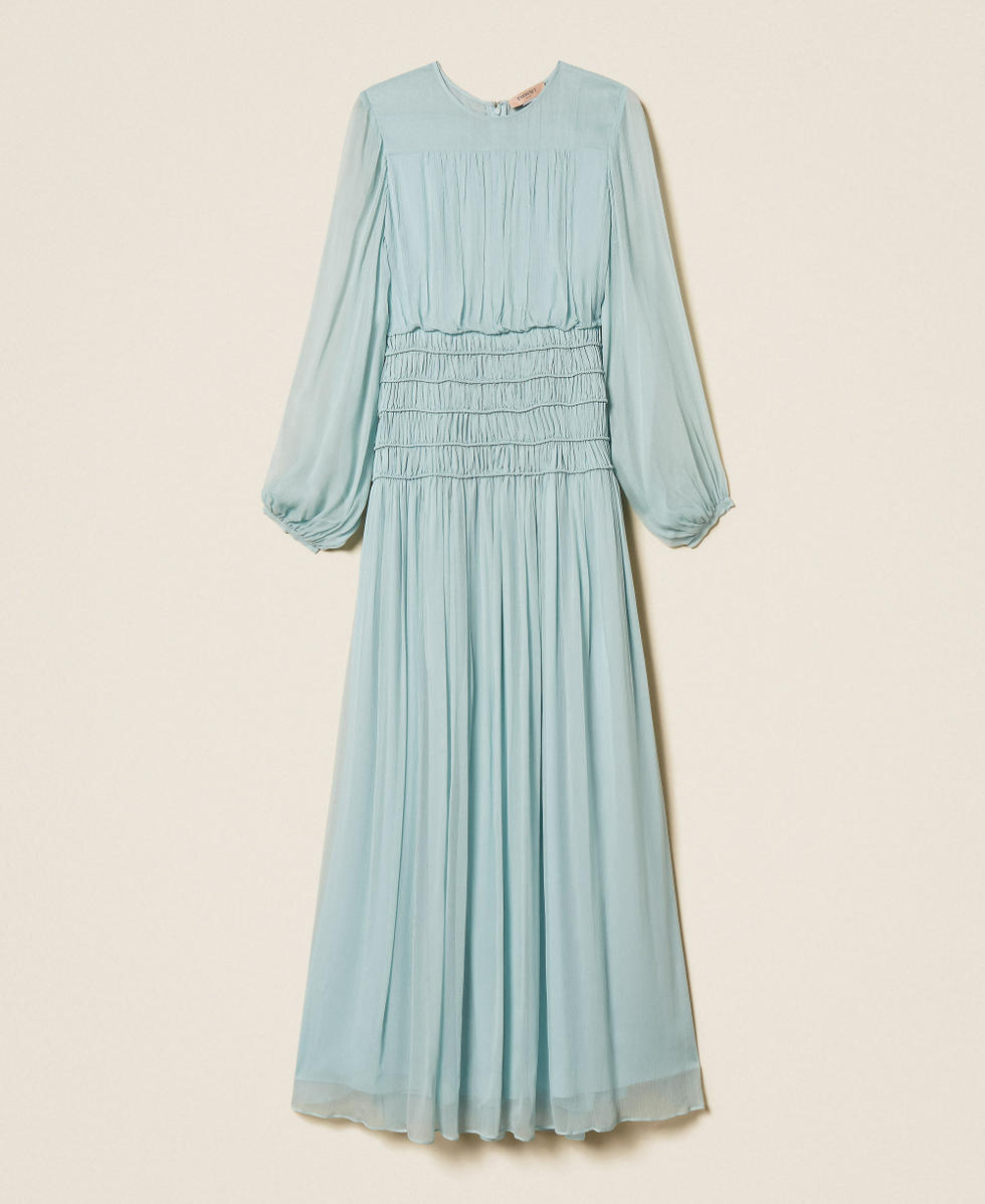 Abito lungo in creponne Azzurro "Dusty Sky" Donna 261TT2042_13451_S0