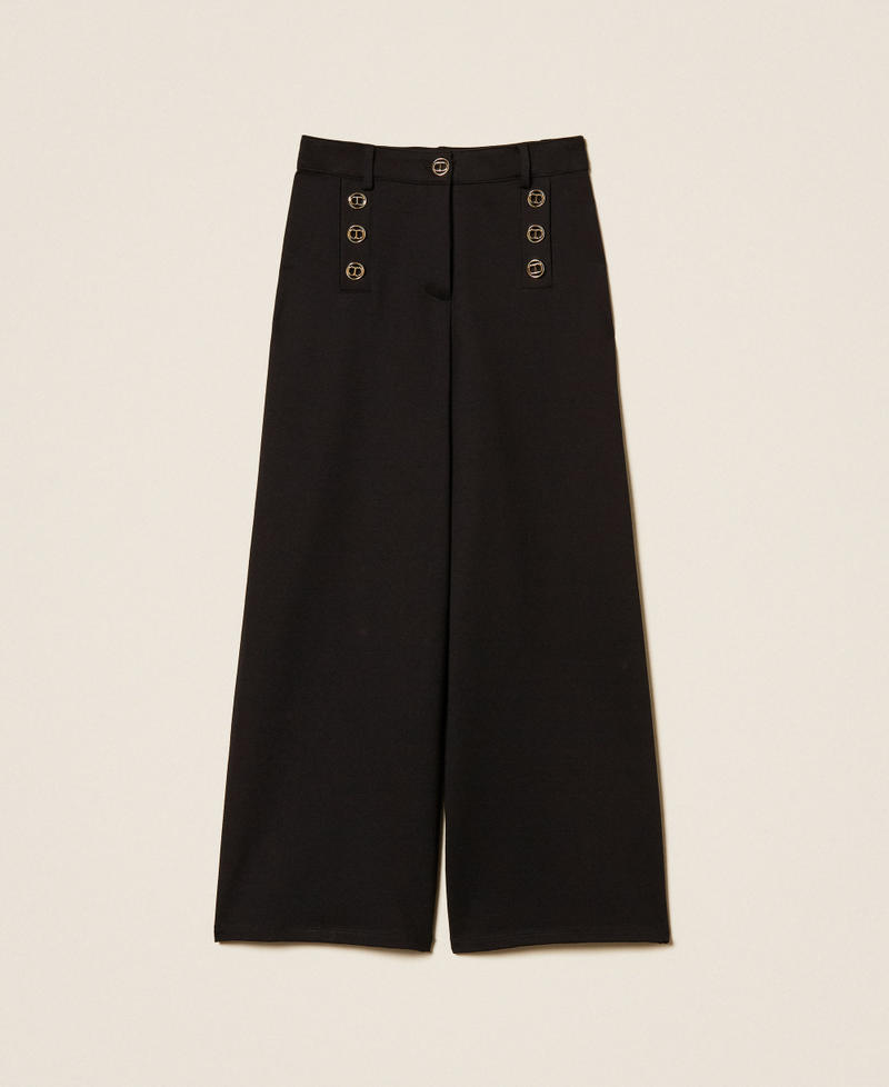 Palazzohose mit „Oval T“-Knöpfen Schwarz Mädchen 252GJ2113_00006_S0