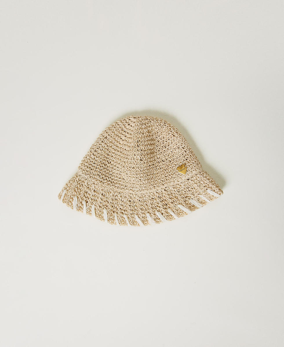 Faux straw bucket hat