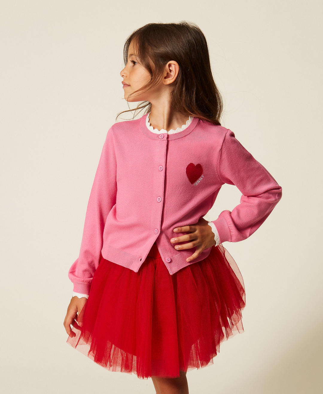 Cardigan fille avec caur et logo