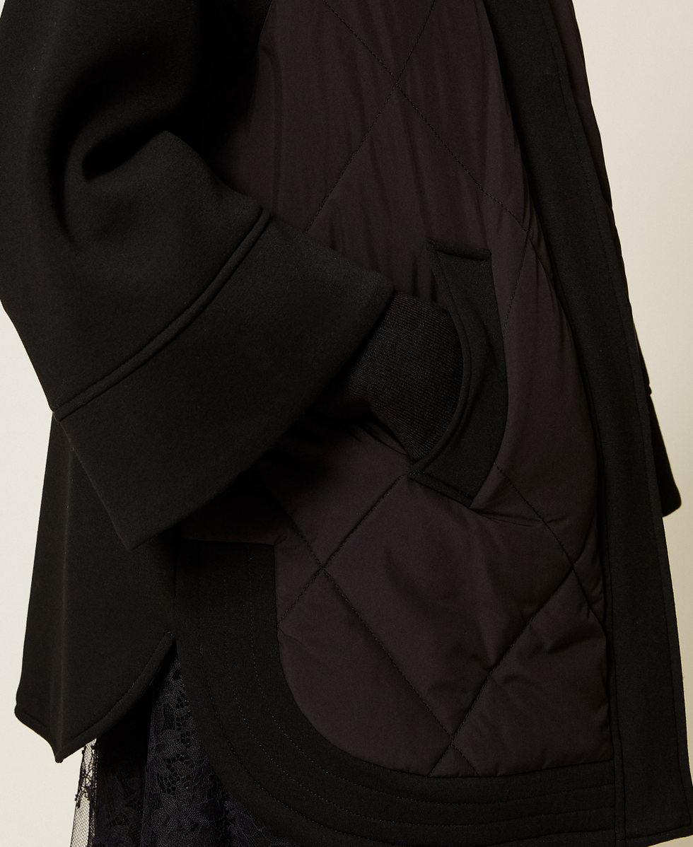Caban en scuba et nylon Noir Femme 252LI2CAA_00006_05