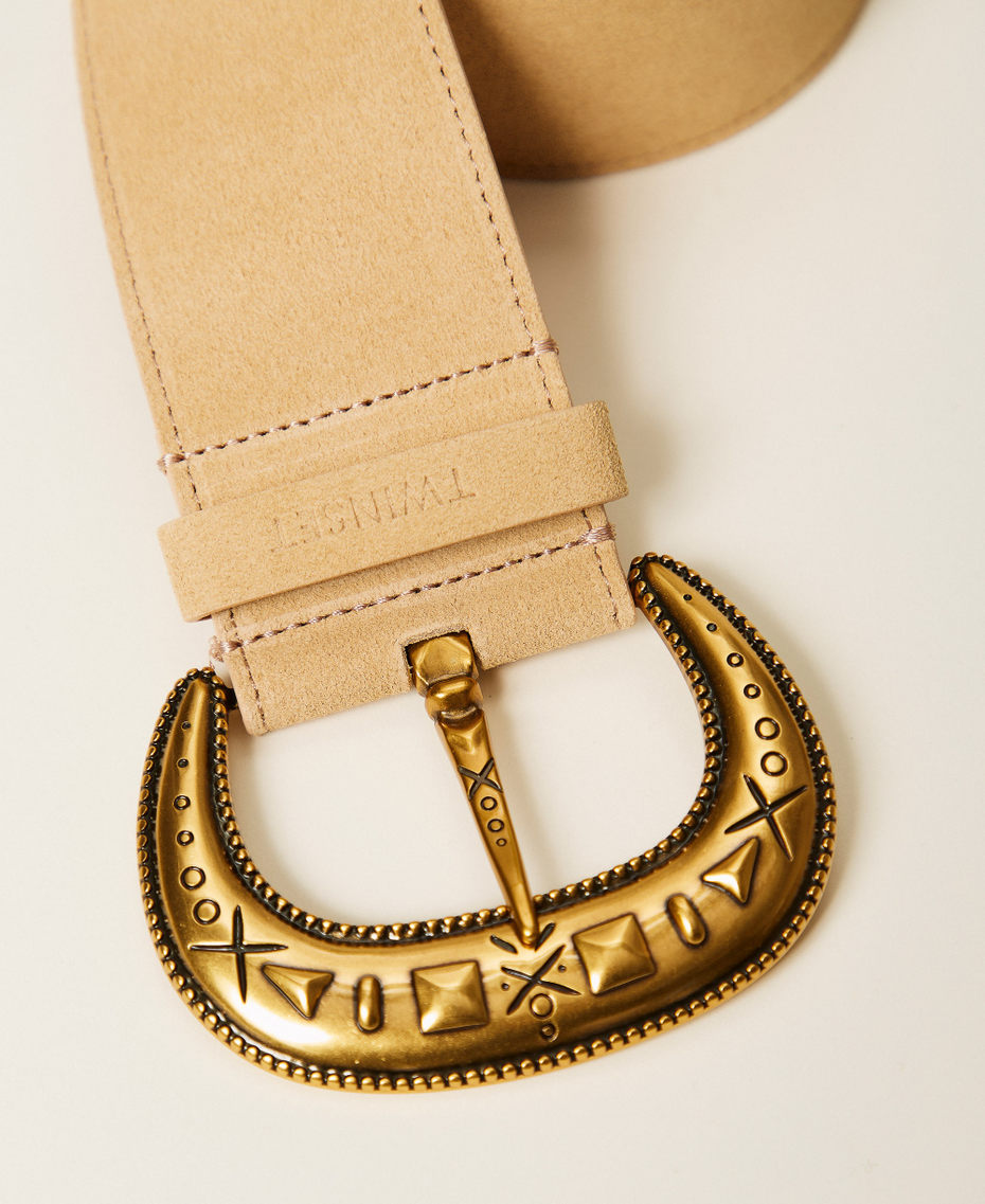Ceinture en cuir velours Beige &laquo;&nbsp;Rope&nbsp;&raquo; Femme 261TO5400_12145_02