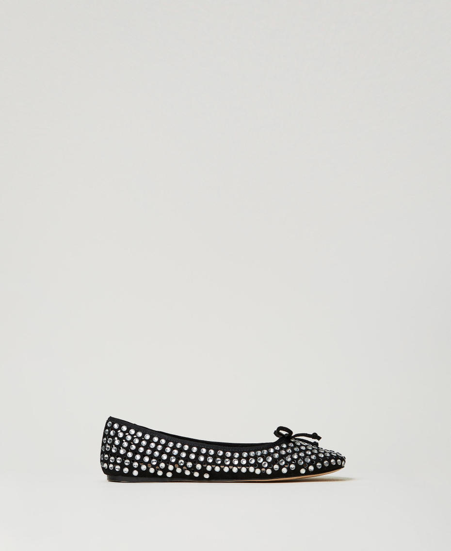 Ballet flats with all-over rhinestones Black Woman 251ACP016_00006_01