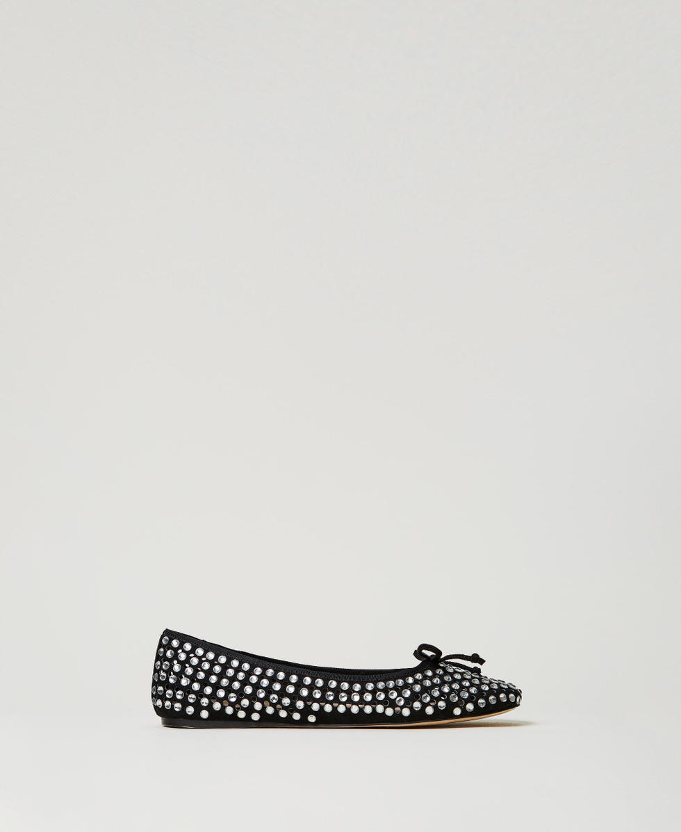 Ballet flats with all-over rhinestones