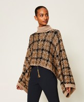 Check jacquard knit cape Woman, Patterned | TWINSET Milano