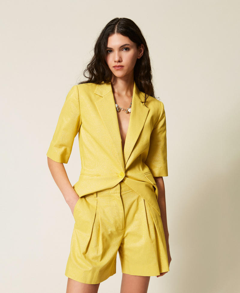 Bermudas de lino mixto con l&uacute;rex Arg&aacute;n L&uacute;rex Mujer 261AT2071_13459_01