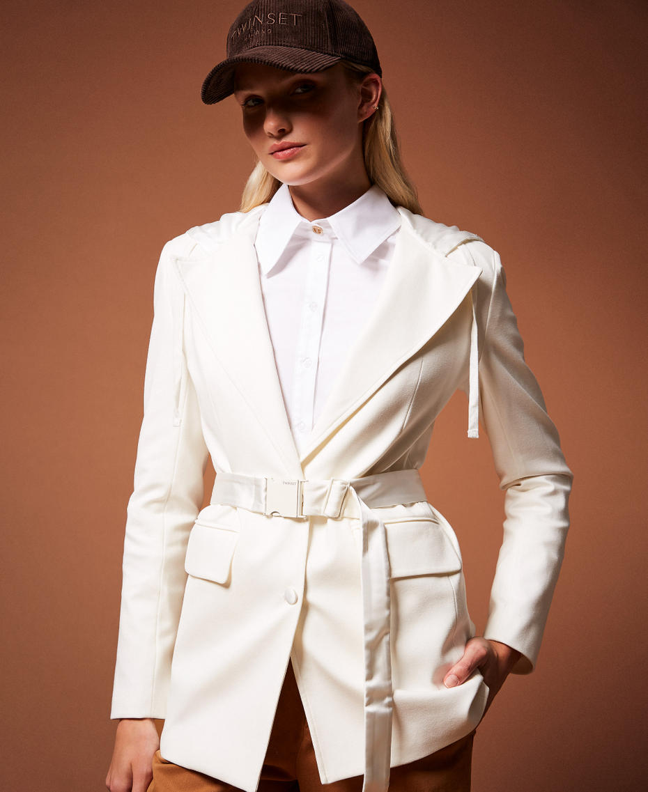 Blazer with satin details Off White Woman 252LI2UAA_00526_PC