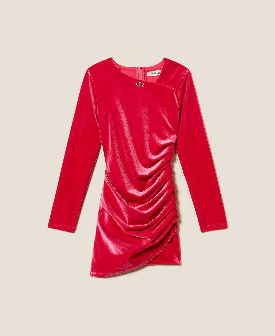 Robe courte en chenille avec Oval T Rose Candy Rose Fille 252GJ2035_00338_S0