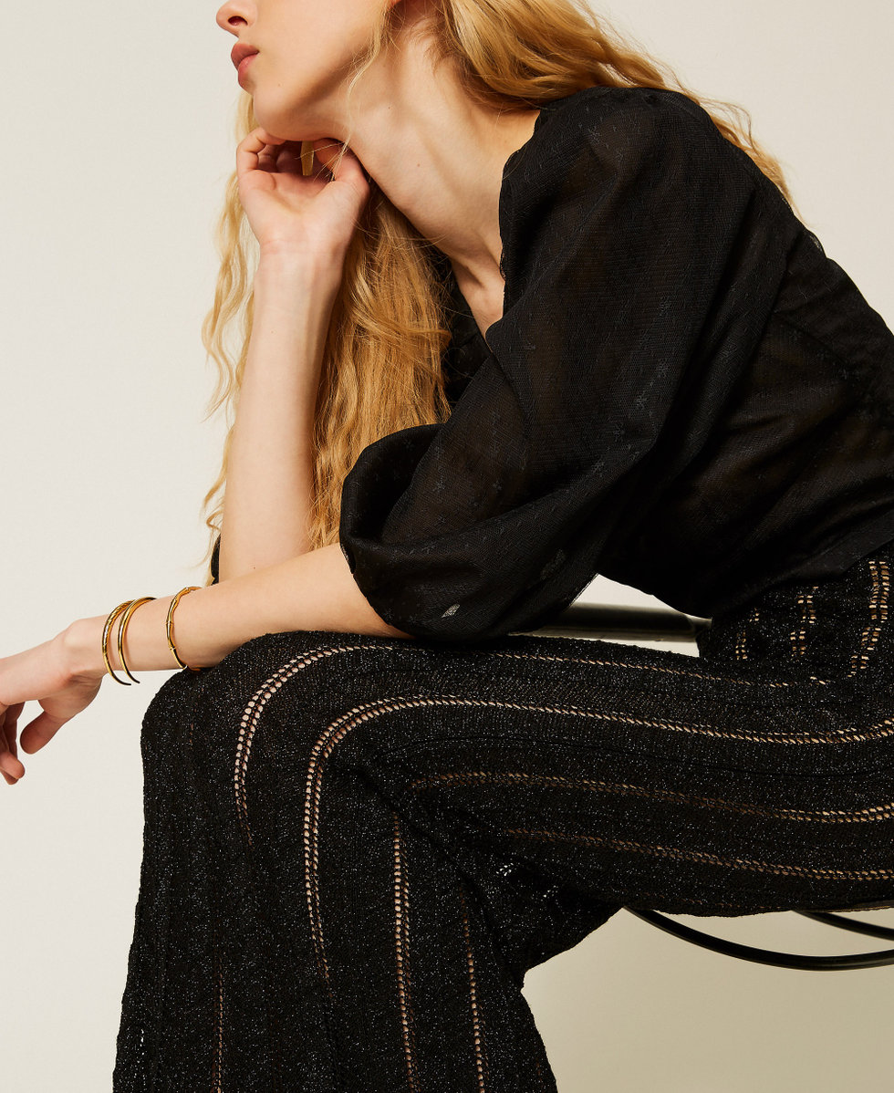 Long knit skirt with lurex Black Lurex Woman 261TT3323_11646_04