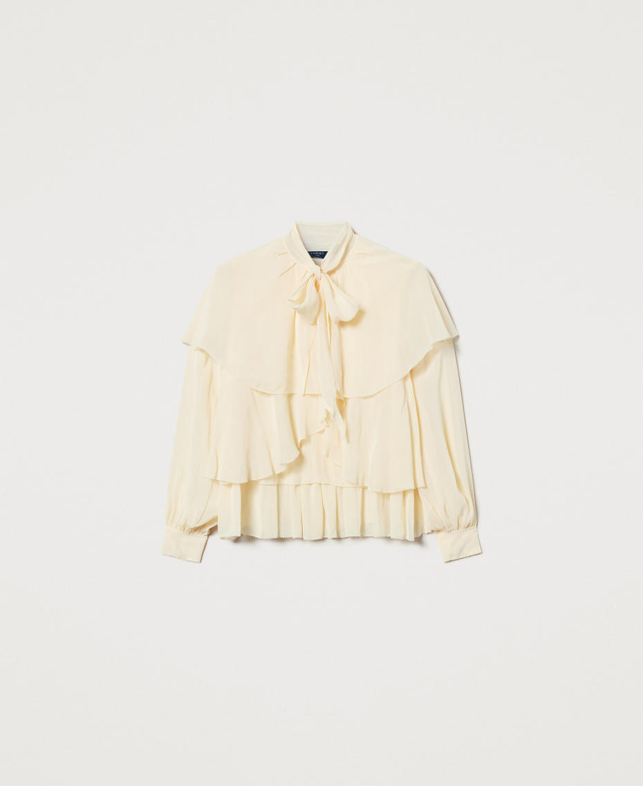 Blusa in georgette con balze Vanilla Donna 251TP2742_12143_S0