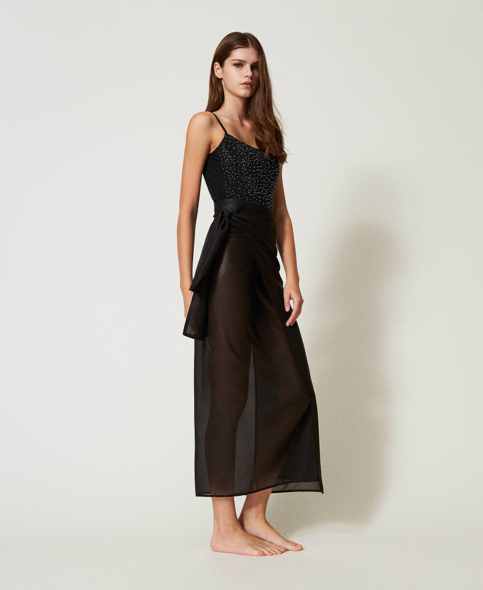 Laminated sarong with sash Black Woman 251LB4CFF_00006_02
