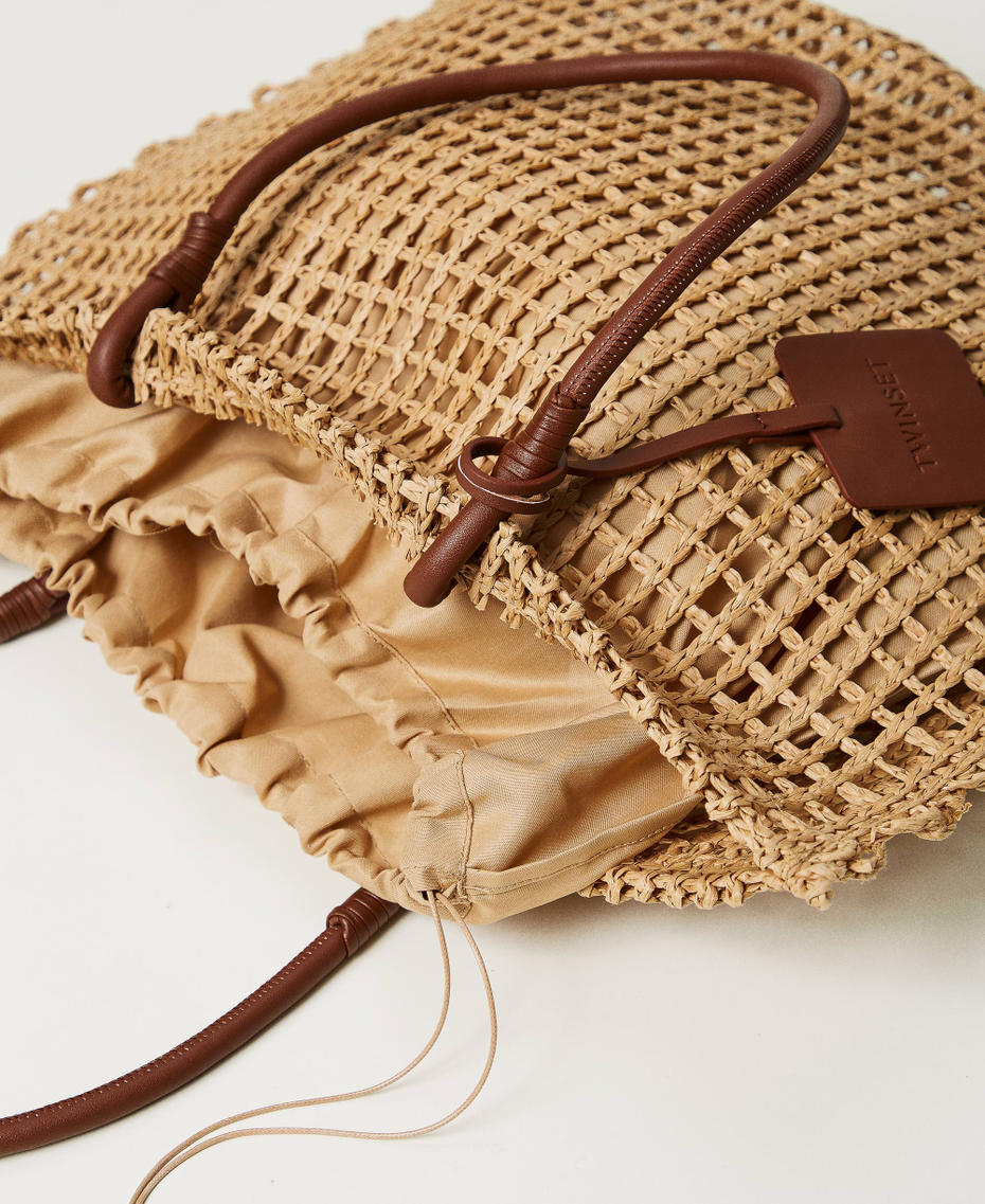Netzshopper aus Strohimitat Natural Beige Frau 251LB7ADD_12129_04