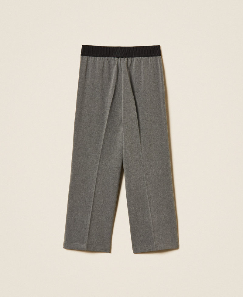 Flannel palazzo trousers with pleats Mid Grey Melange Girl 262GJ2184_12838_S1