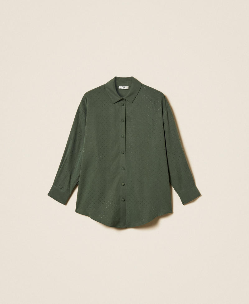 Twill shirt with studs Thyme Green Woman 261LL2PBB_12843_S0