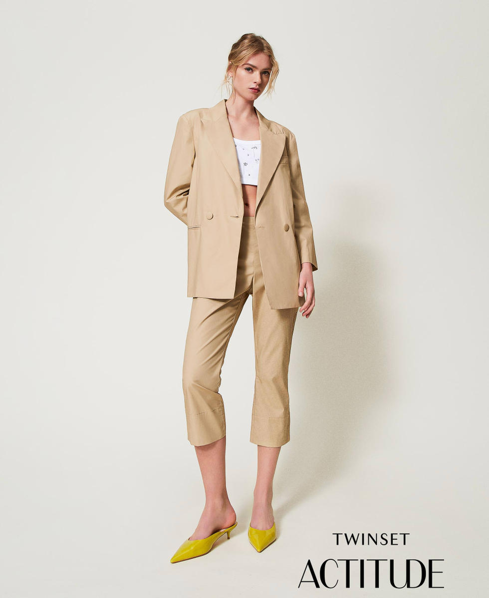 Poplin cropped trousers