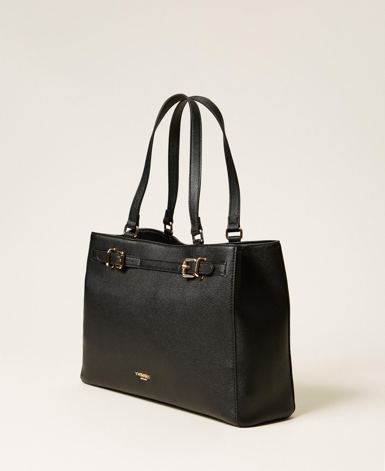 Shopper bag with buckles Black Woman 252TB7010_00006_02
