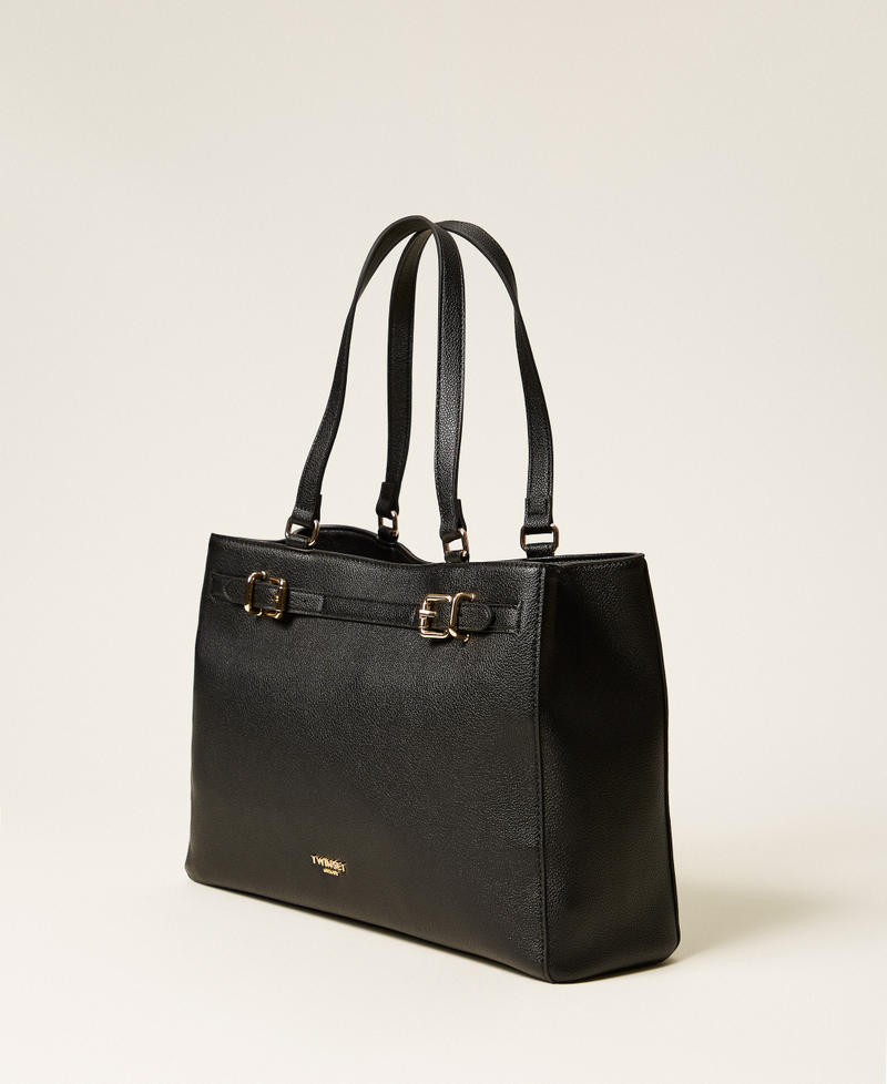 Shopper bag with buckles Black Woman 252TB7010_00006_02