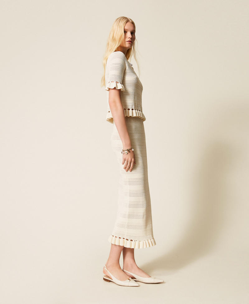 Knit midi skirt with ruffles Mother Of Pearl Woman 261TP3083_00059_02