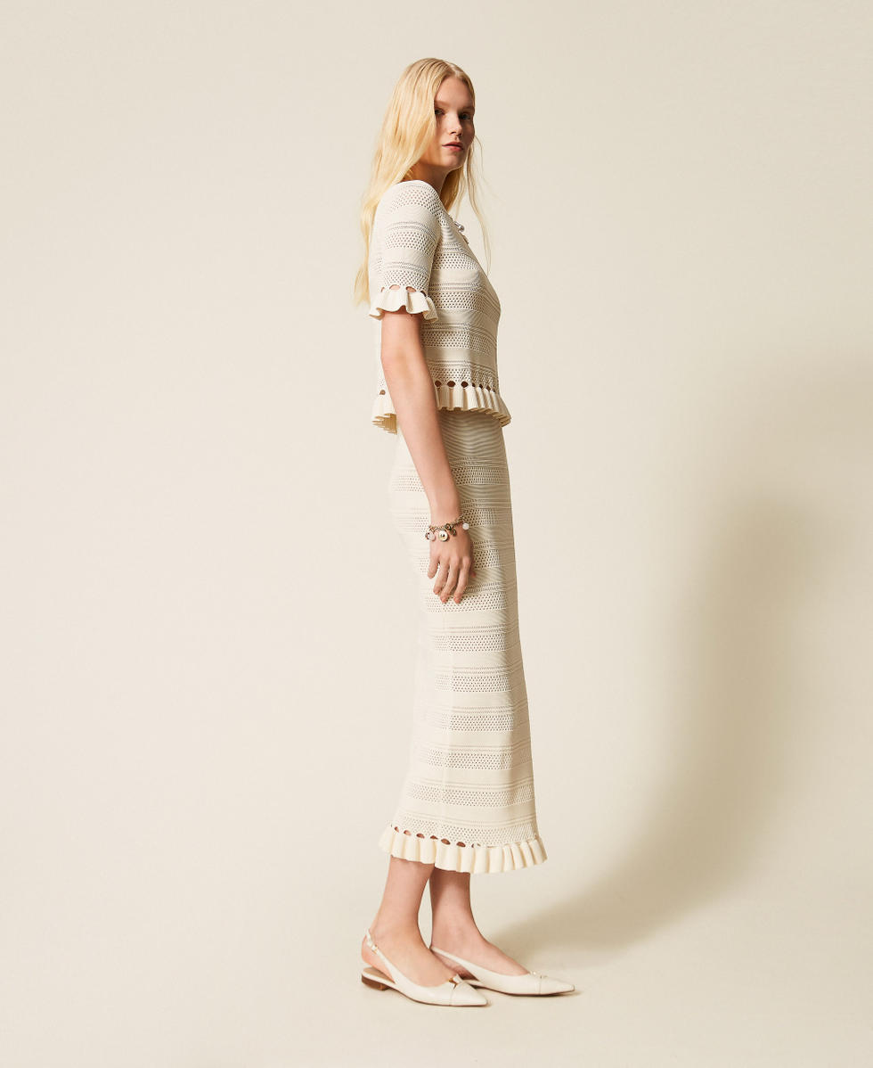 Knit midi skirt with ruffles Mother Of Pearl Woman 261TP3083_00059_02