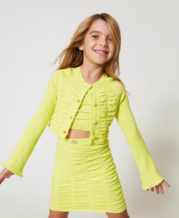 Minigonna in maglia goffrata con Oval T