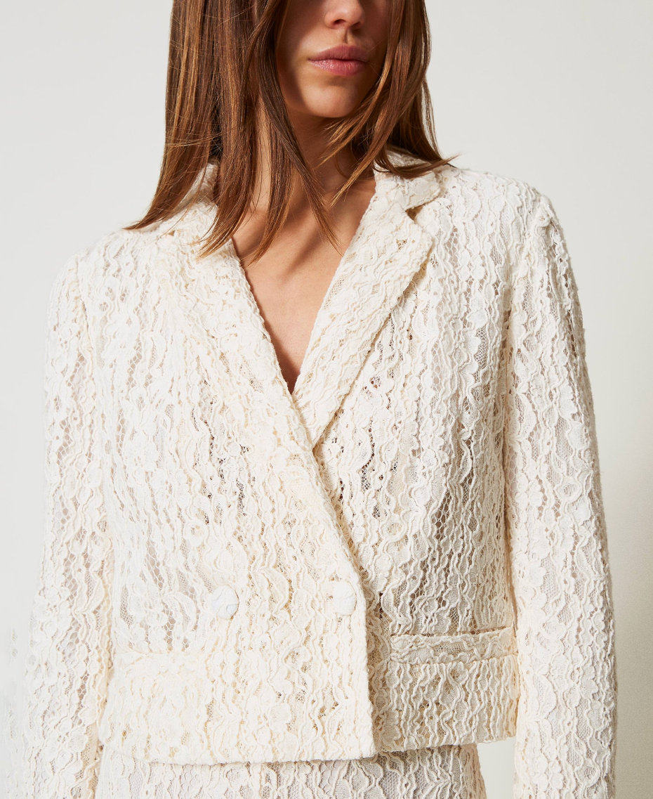 Boxy blazer in floral lace White Snow Woman 251TT2013_00282_04