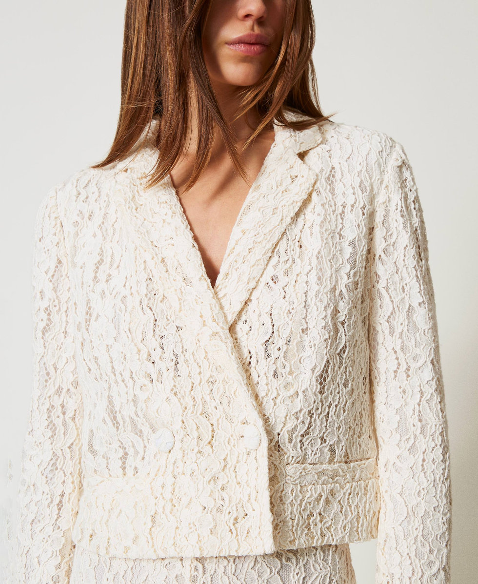 Boxy blazer in floral lace White Snow Woman 251TT2013_00282_04