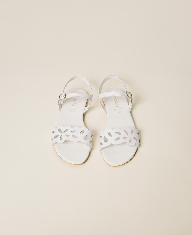 Leather sandals with floral pattern Off White Girl 261GCJ044_00526_04