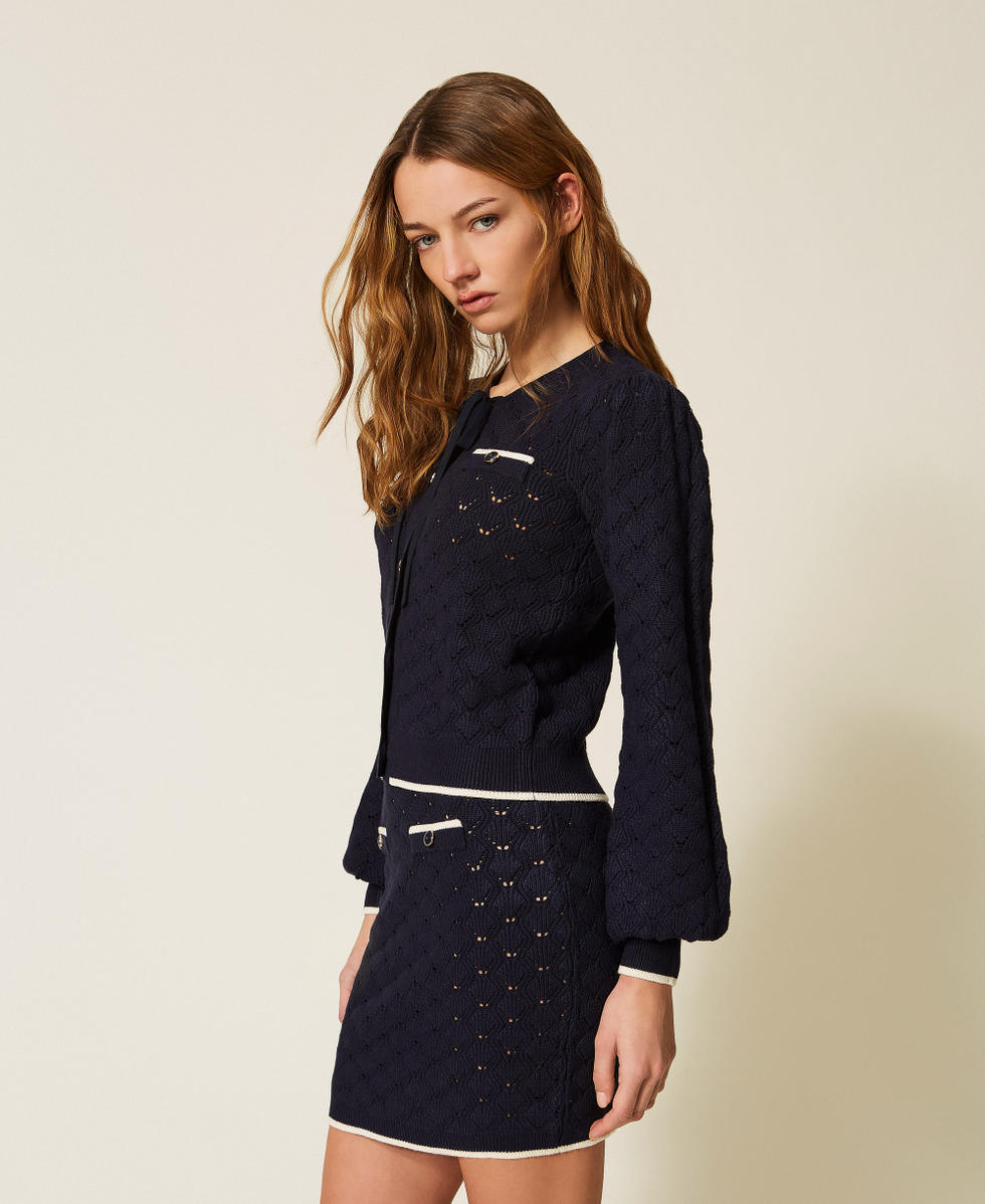 Kurzer Strickrock aus Jacquard Blue Light Frau 261TP3030_13172_02