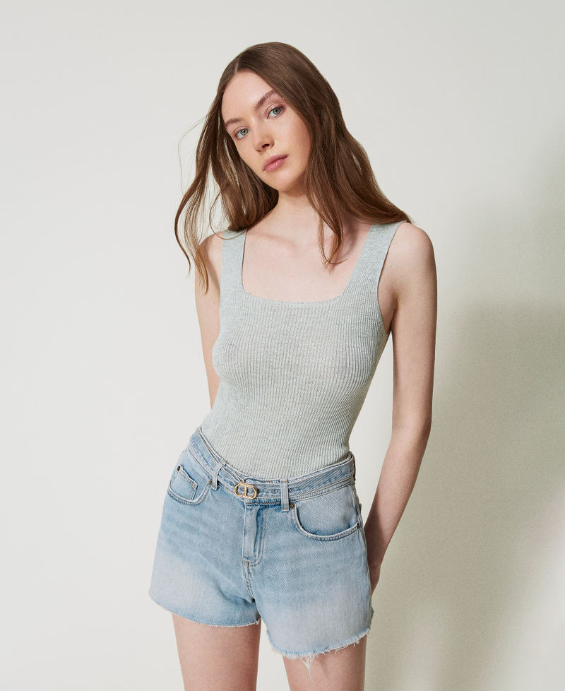 Linen-blend knit top Light Nymph Lurex Woman 251TT3147_12455_01