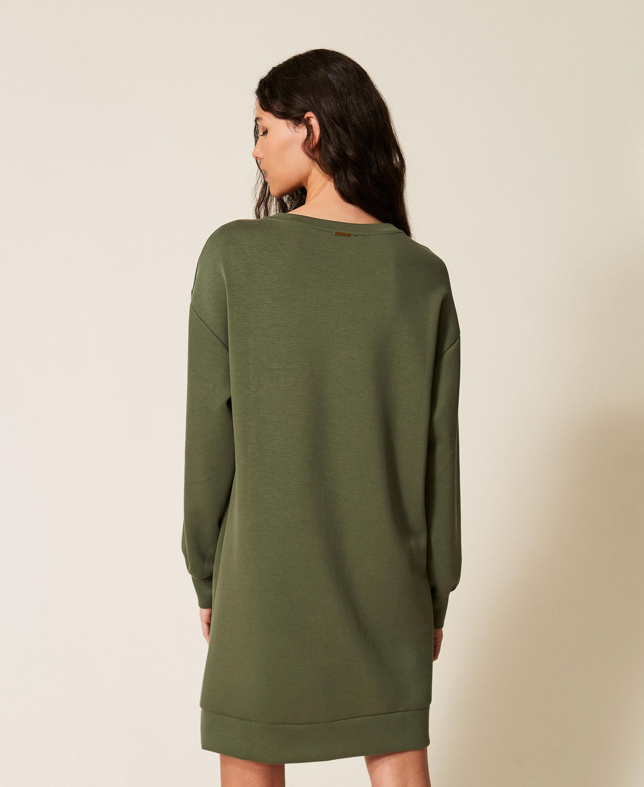 Robe courte en scuba avec crochet Vert &laquo;&nbsp;Thyme&nbsp;&raquo; Femme 261LL2GAA_12843_03