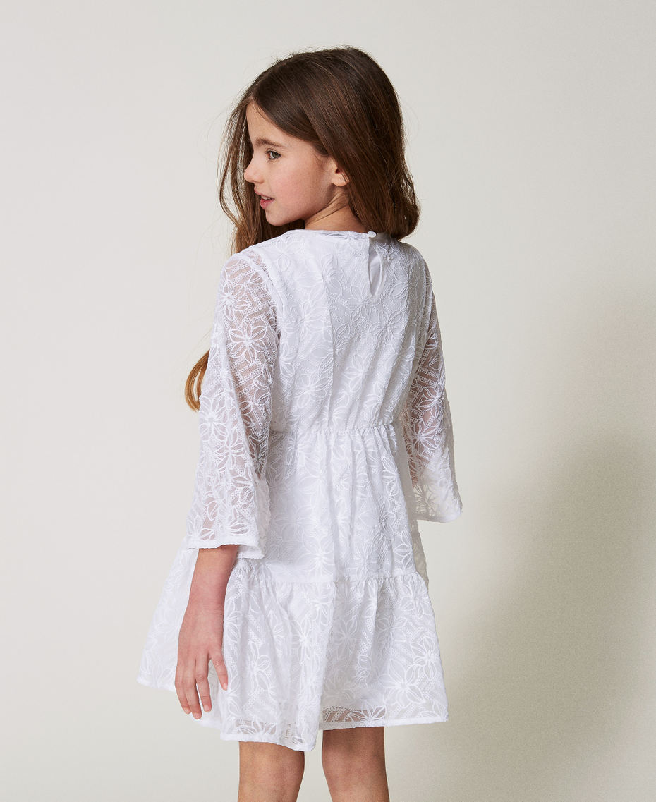 Short embroidered tulle dress with flounces "Ice" White Girl 251GJ2525_00808_03
