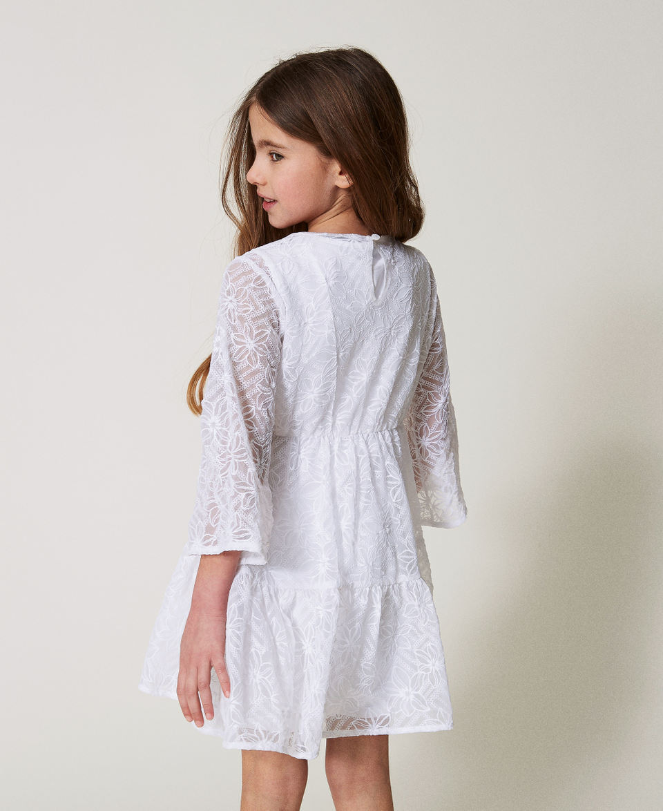 Short embroidered tulle dress with flounces "Ice" White Girl 251GJ2525_00808_03