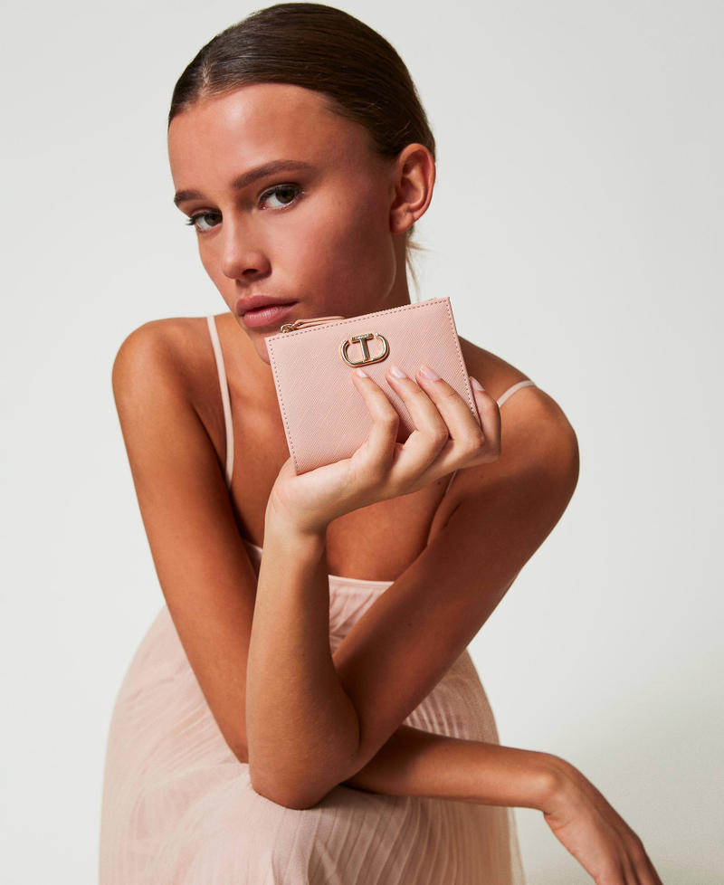 Wallet with zip and Oval T Powder Pink Woman 242TH7021_00083_S0
