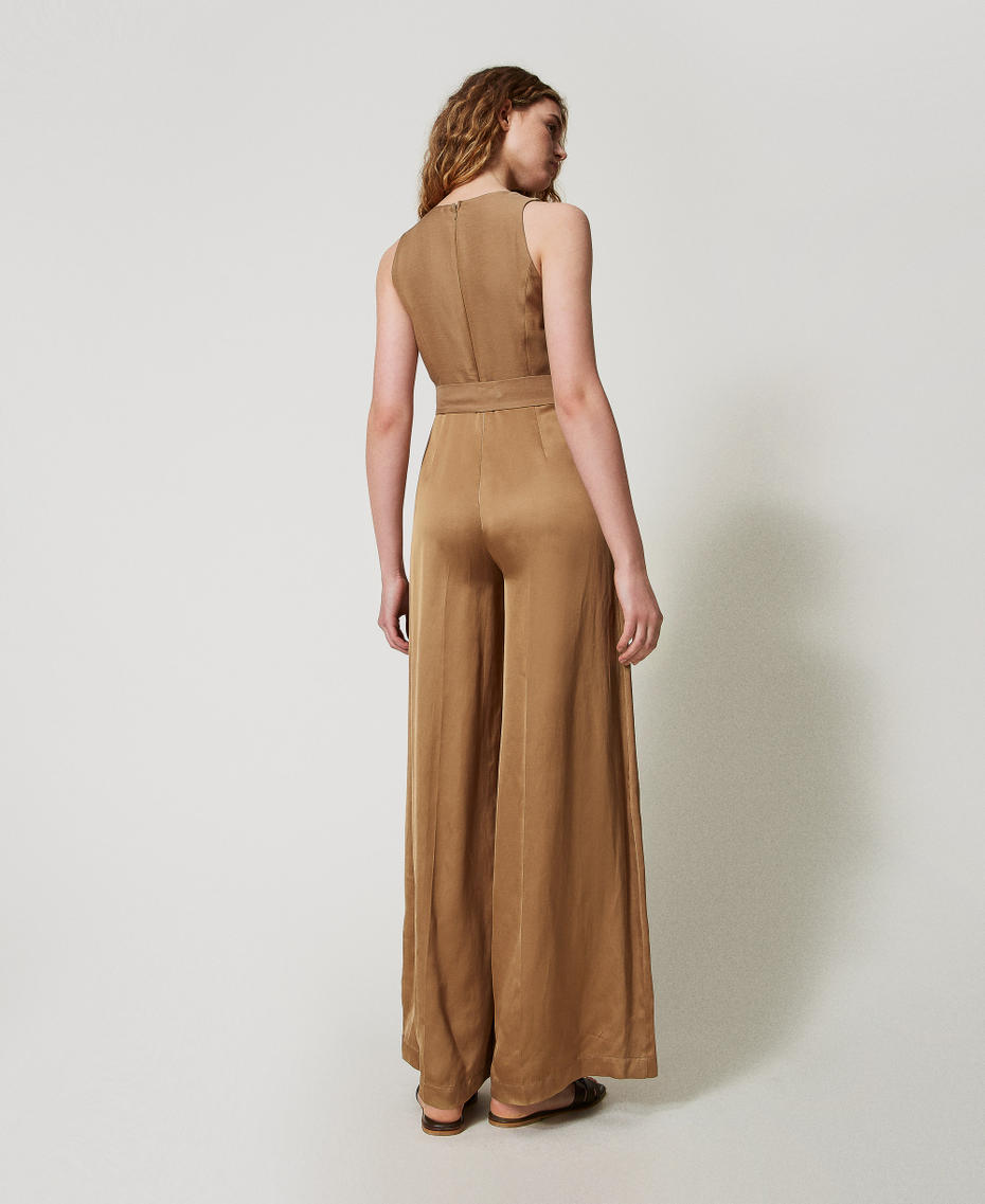 Long satin envers jumpsuit Golden Green Woman 251TT2272_12438_03