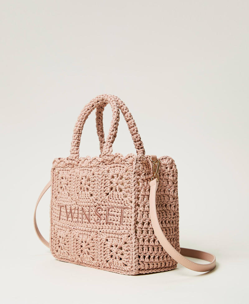 ‘Bohémienne’ crochet shopper bag Parisienne Pink Woman 251TB7411_00714_02
