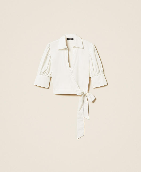 Poplin wrap-around shirt