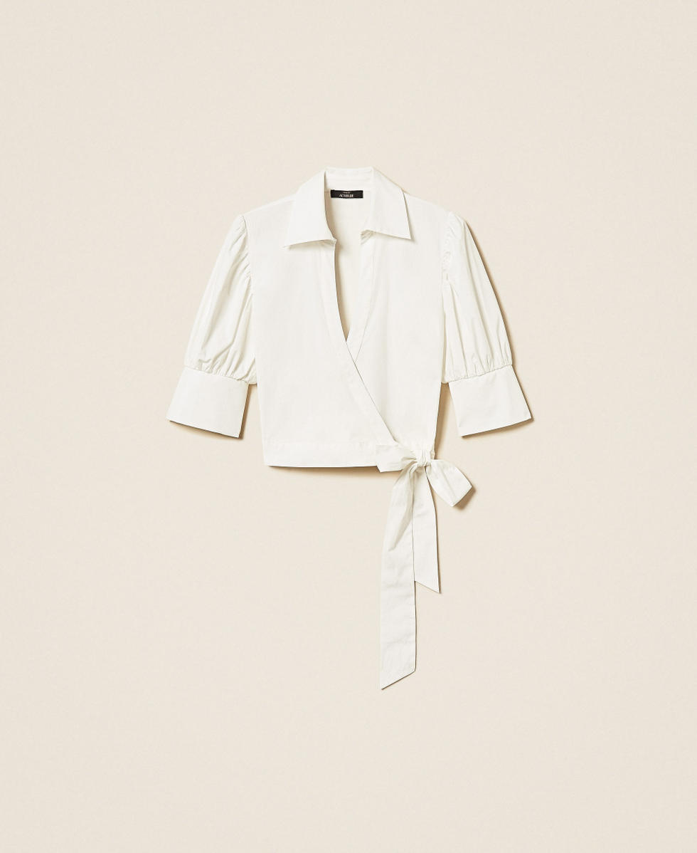 Poplin wrap-around shirt Off White Woman 261AT2021_00526_S0