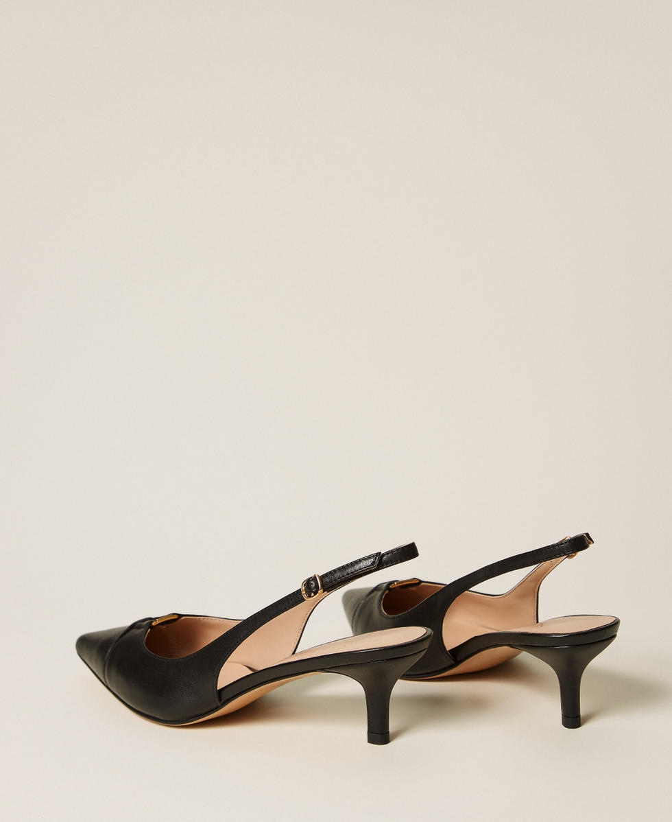 Escarpins slingbacks en cuir Noir Femme 261TCP034_00006_03