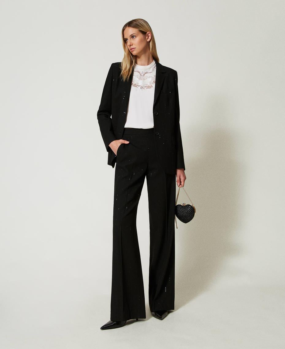 Cloth trousers with sequins Black Woman 242TT2161_00006_01