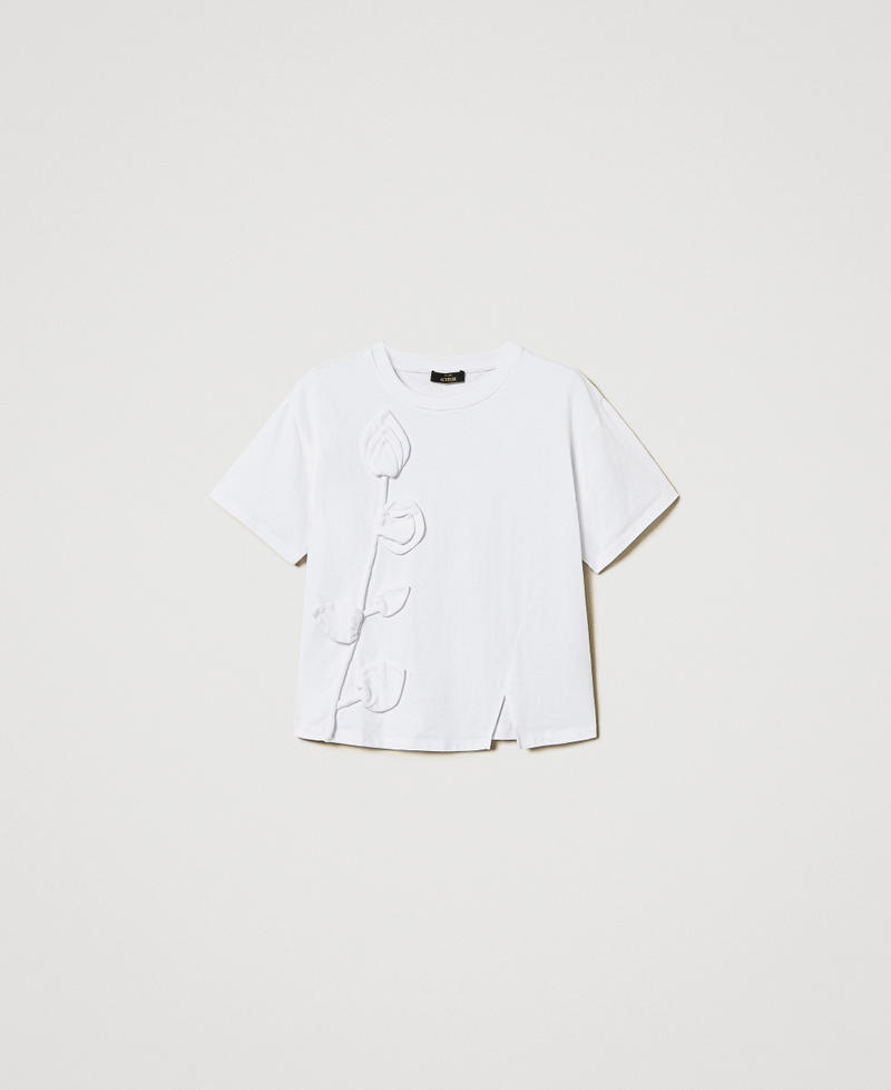 T-shirt with hand embroidery "Papers" White Woman 251AP2460_00840_S0