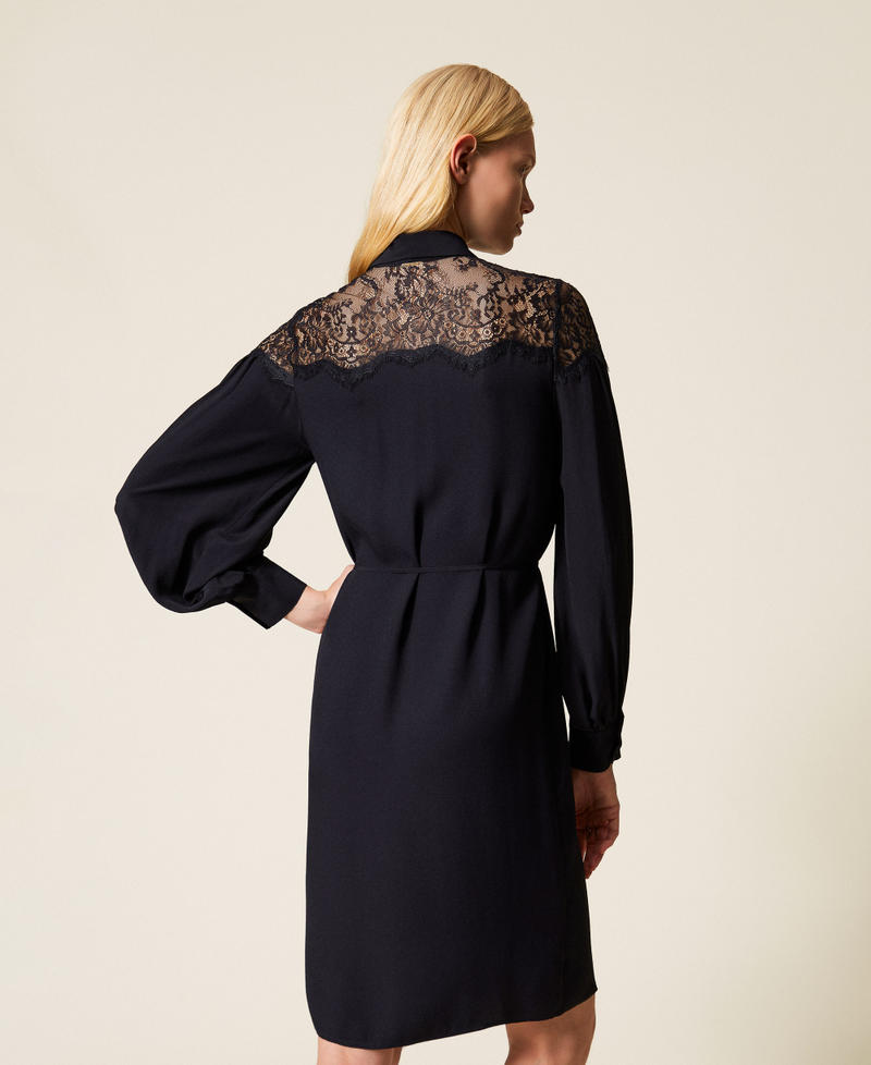 Midikleid aus Georgette und Spitze Blue Light Frau 261TP2590_13172_04