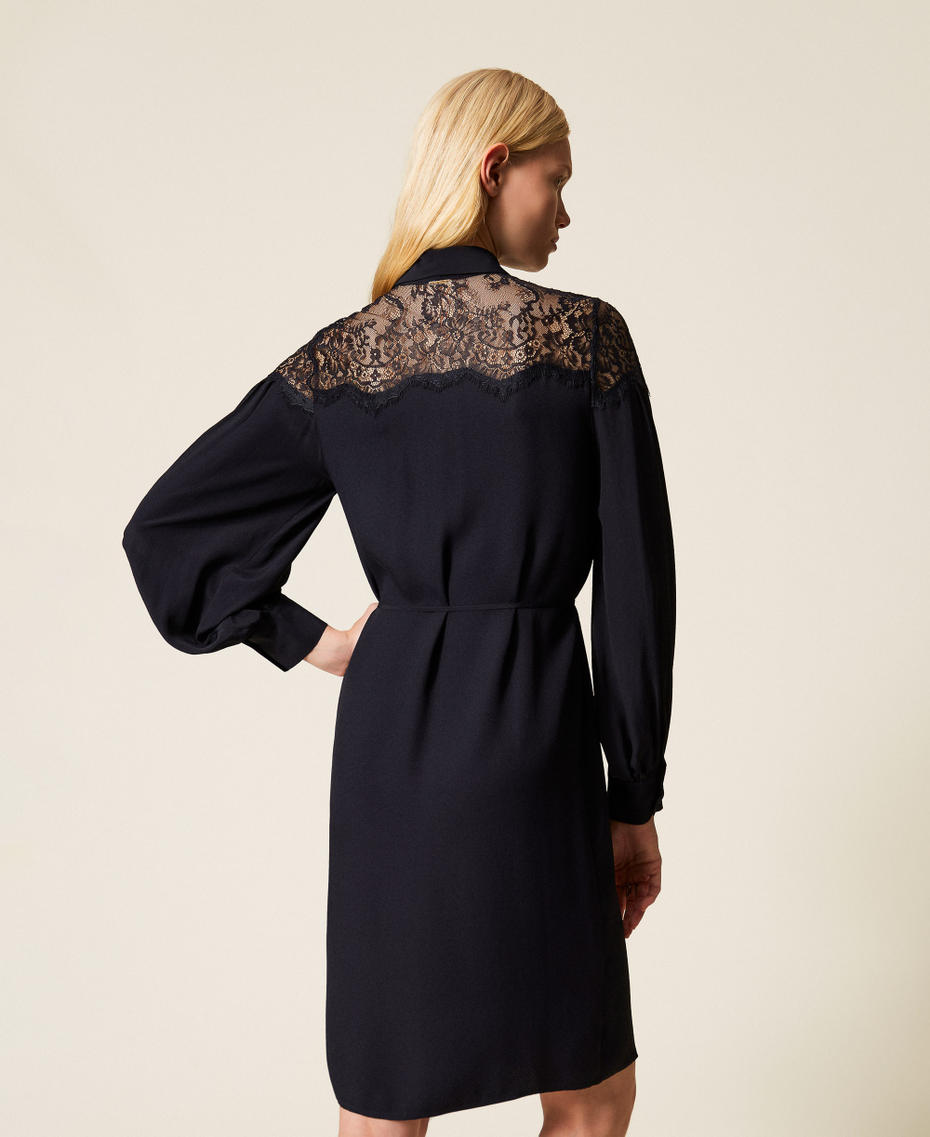 Midikleid aus Georgette und Spitze Blue Light Frau 261TP2590_13172_04