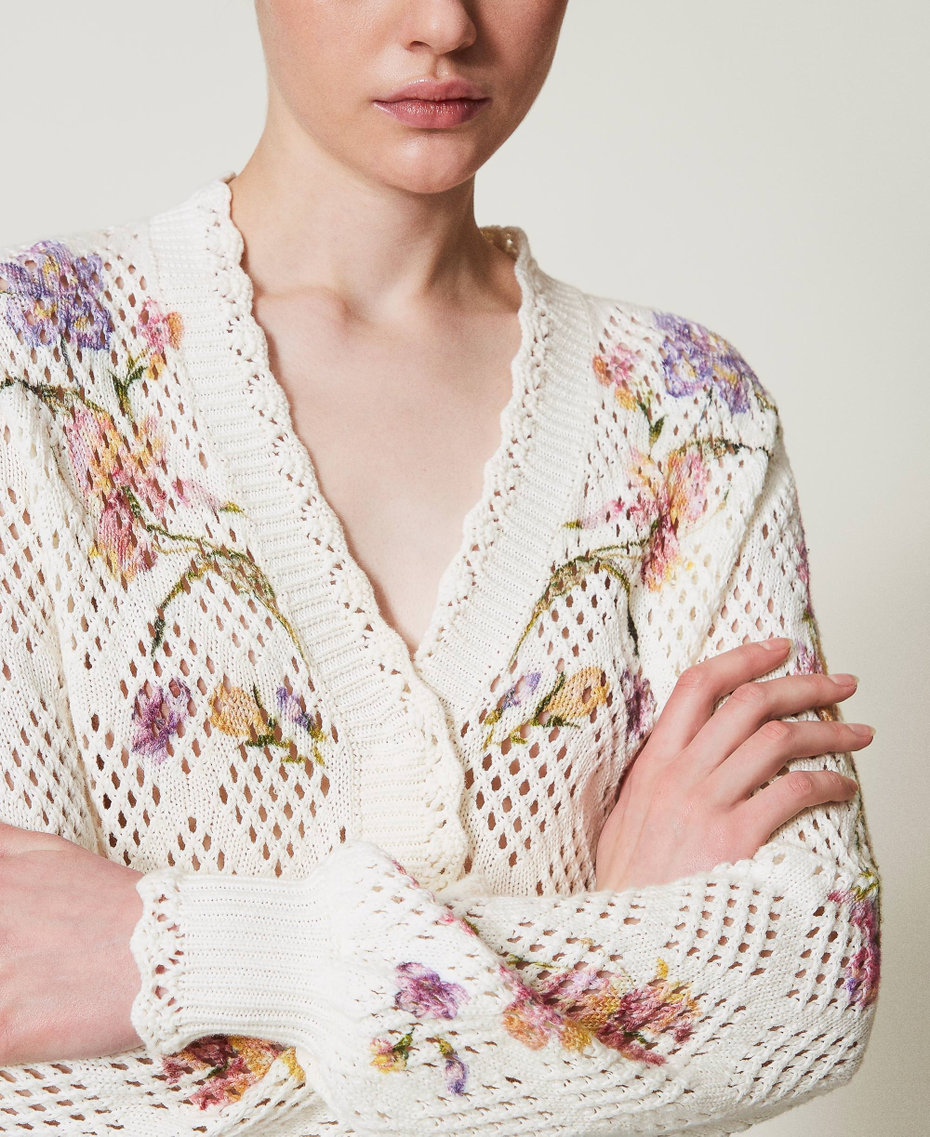 Strickcardigan mit Blumenprint Print Iris Multicolor / Perlmutt Frau 251TP3640_12329_04